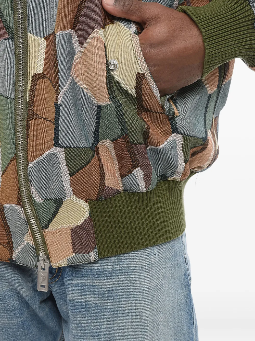 Giorgio Armani Bomberjack met geometrisch patroon Groen