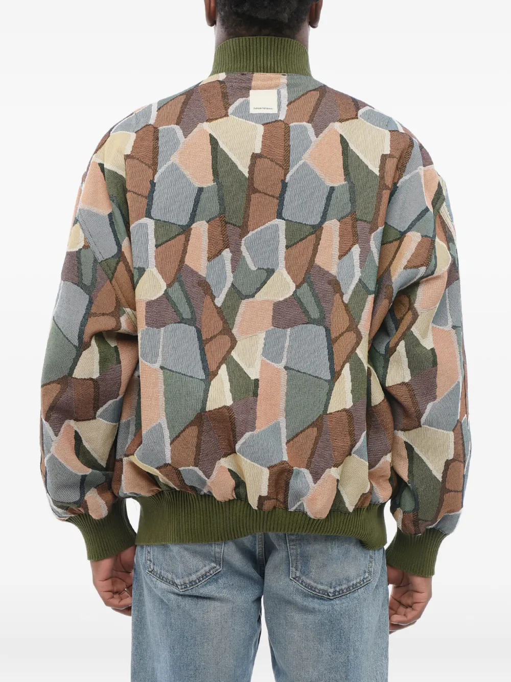 Giorgio Armani Bomberjack met geometrisch patroon Groen