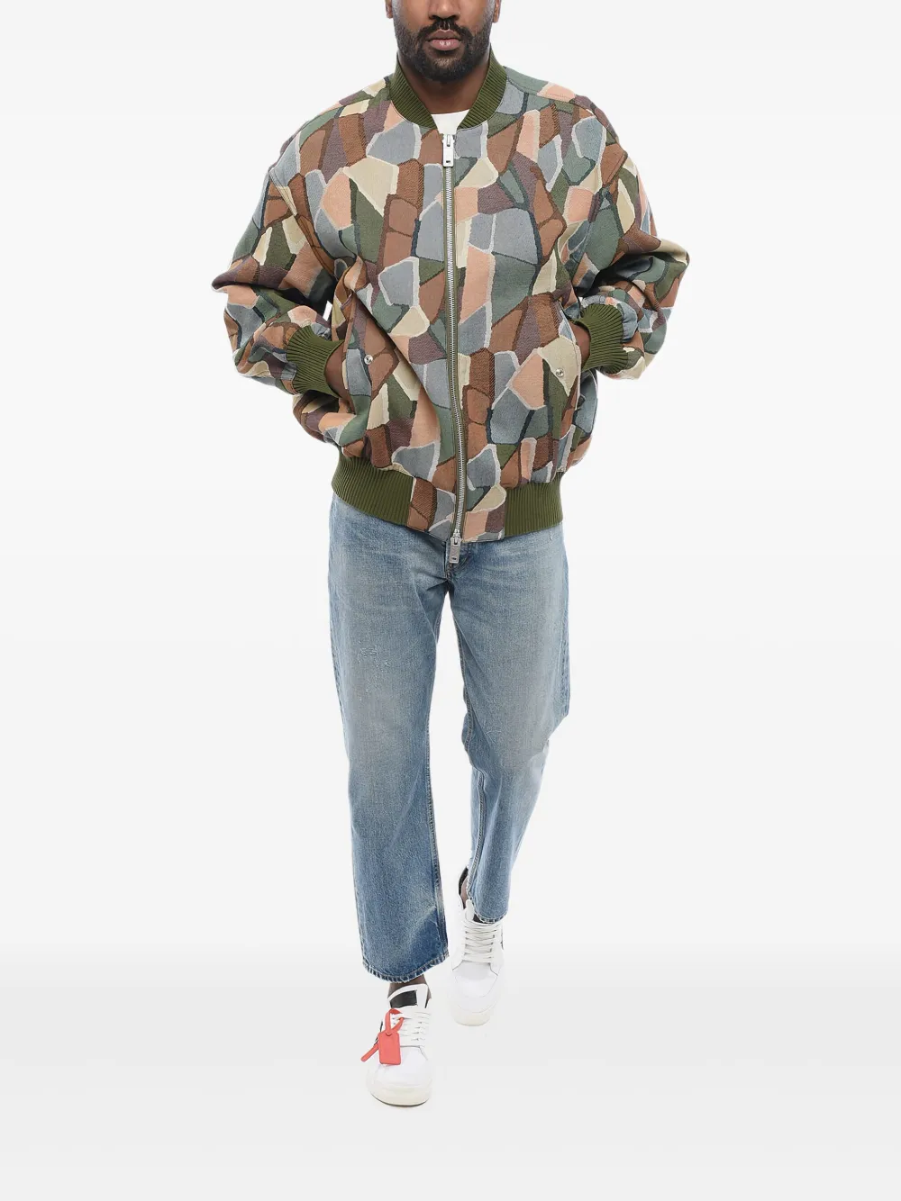 Giorgio Armani geometric-pattern cotton bomber jacket | Bomber Jackets | Image 2