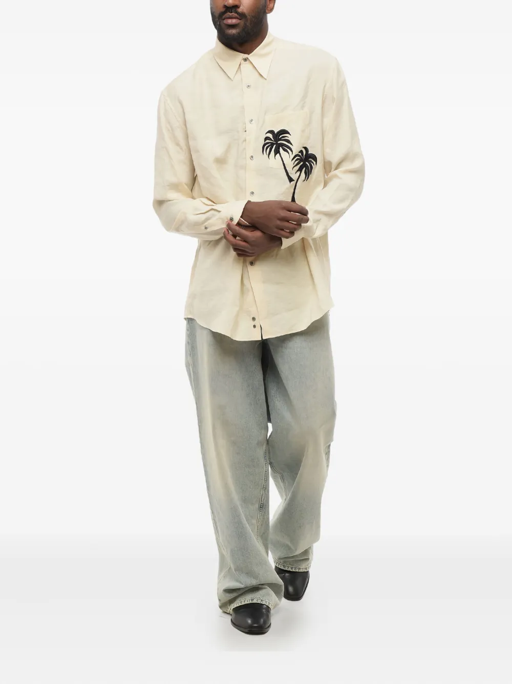 Giorgio Armani palm tree-patch long-sleeve shirt | Image 2