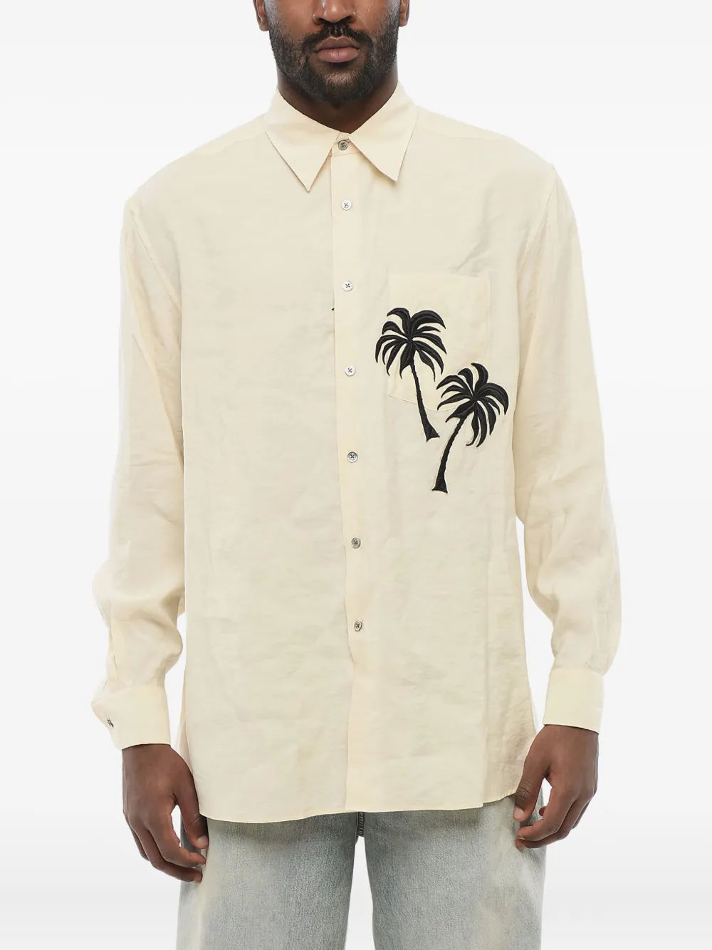 Giorgio Armani palm tree-patch long-sleeve shirt | Image 1