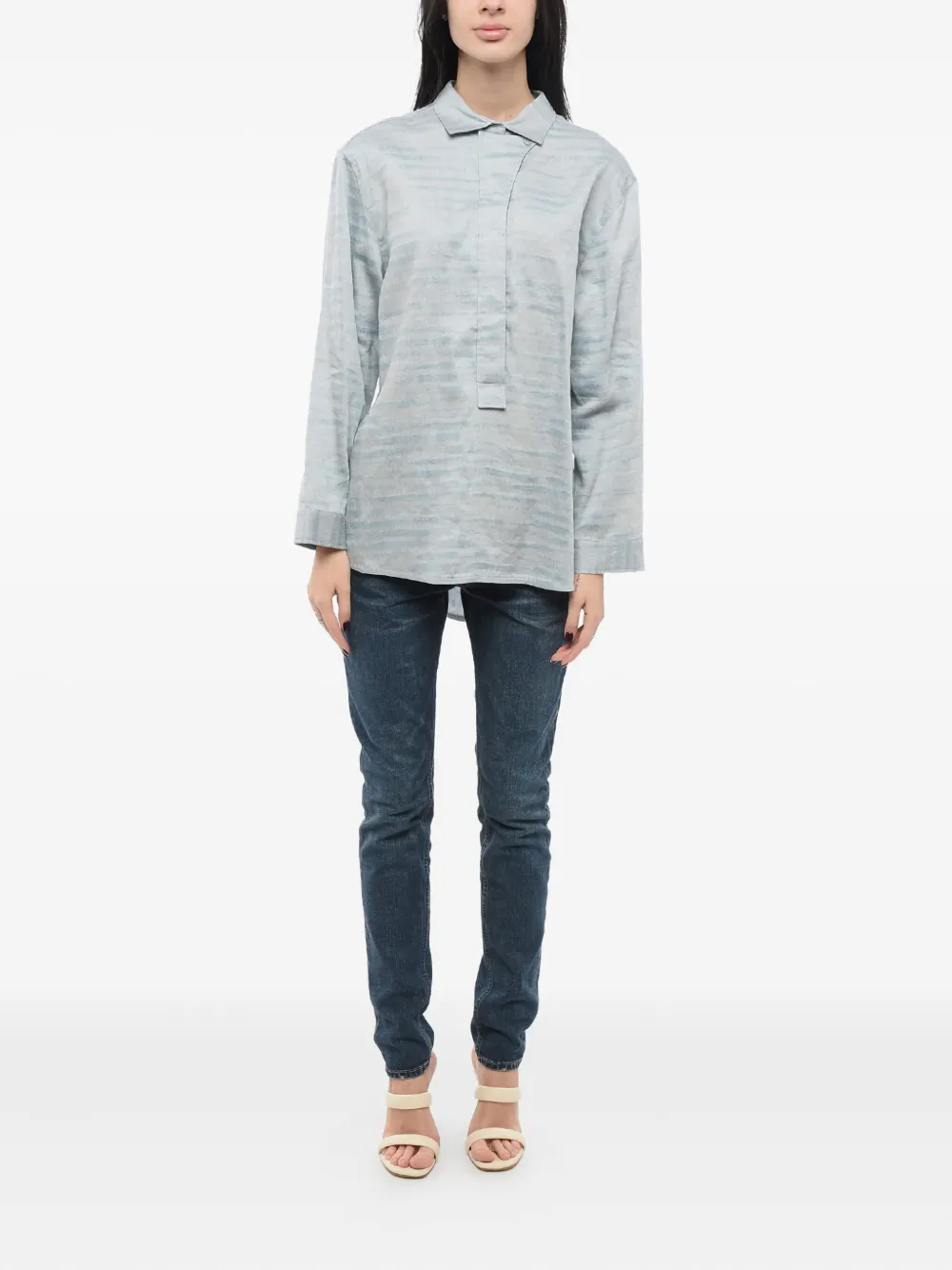 Giorgio Armani Asymmetrisch blouse met print Blauw