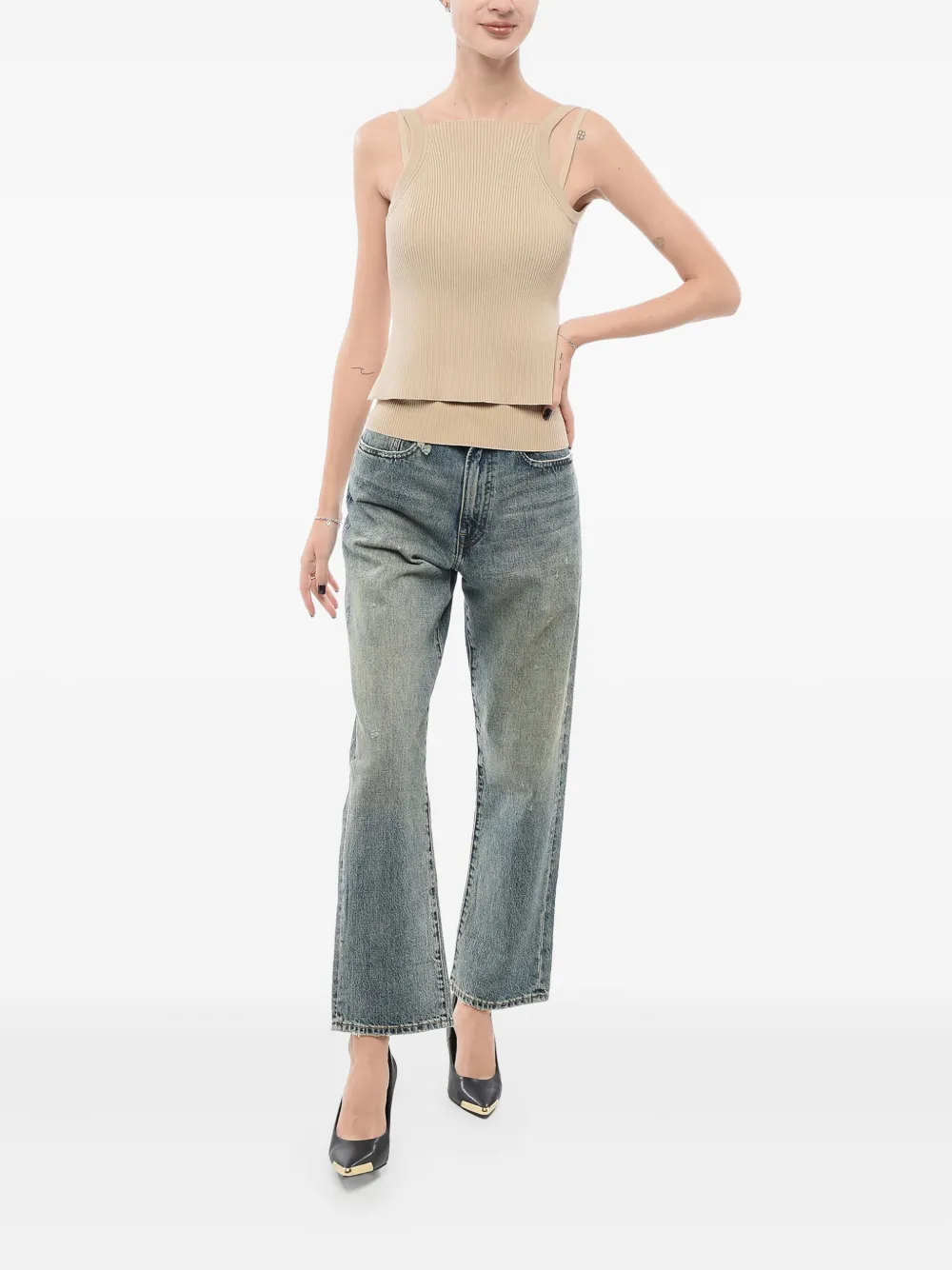 Giorgio Armani Gelaagde top Beige