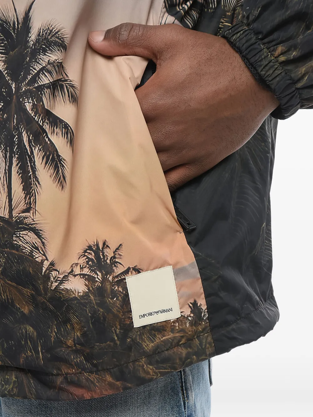 Giorgio Armani Jack met palmboomprint en capuchon Veelkleurig