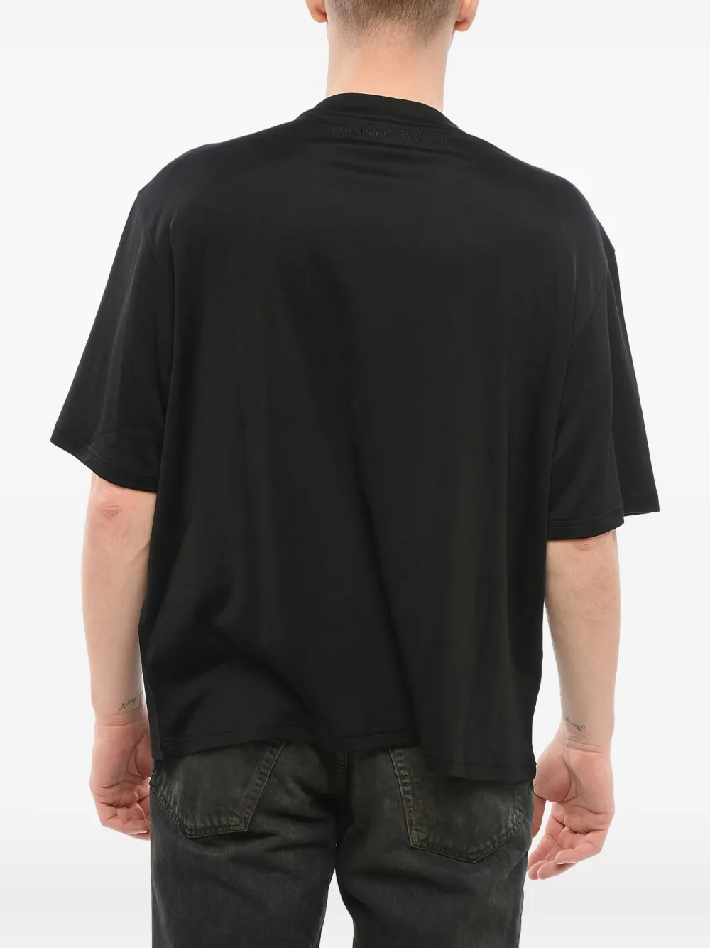 Giorgio Armani T-shirt verfraaid met kralen en ronde hals 011 BLACK