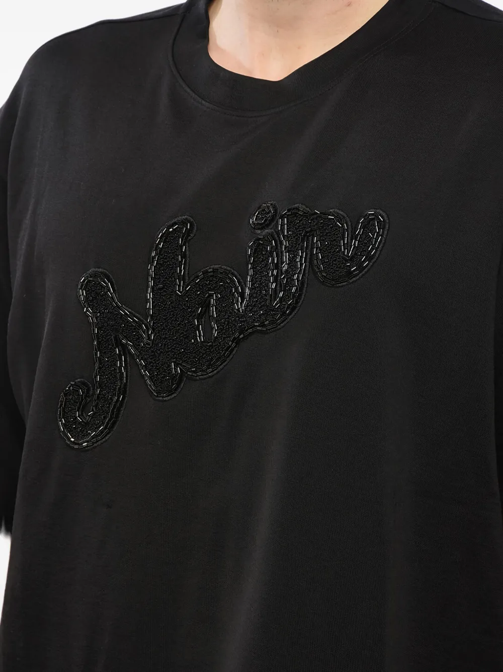 Giorgio Armani T-shirt verfraaid met kralen en ronde hals 011 BLACK