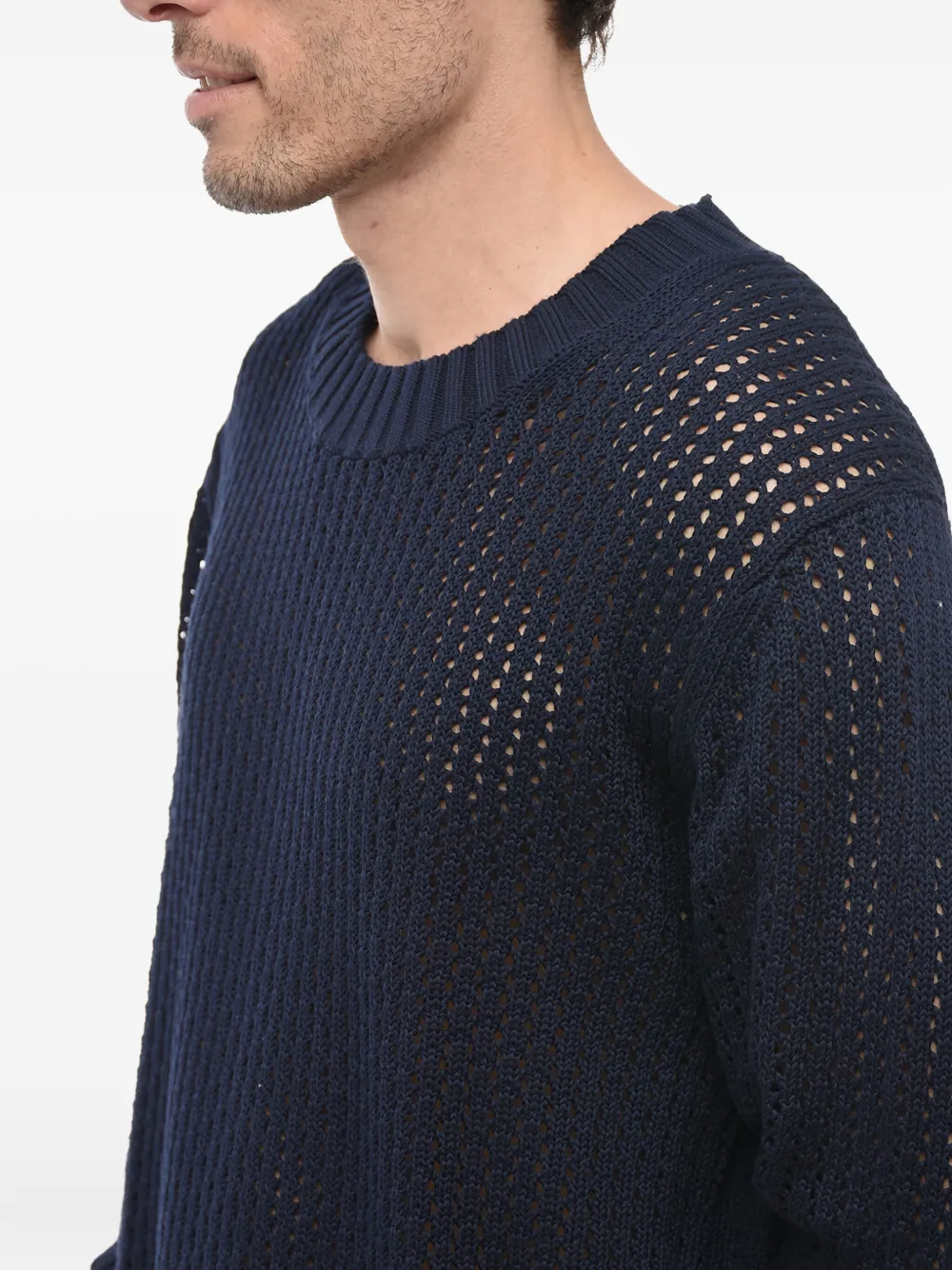 Ballantyne perforated-knit jumper Blauw