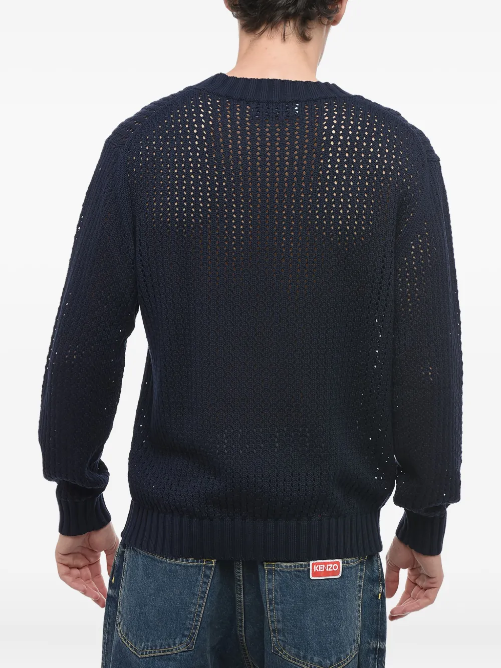 Ballantyne perforated-knit jumper Blauw