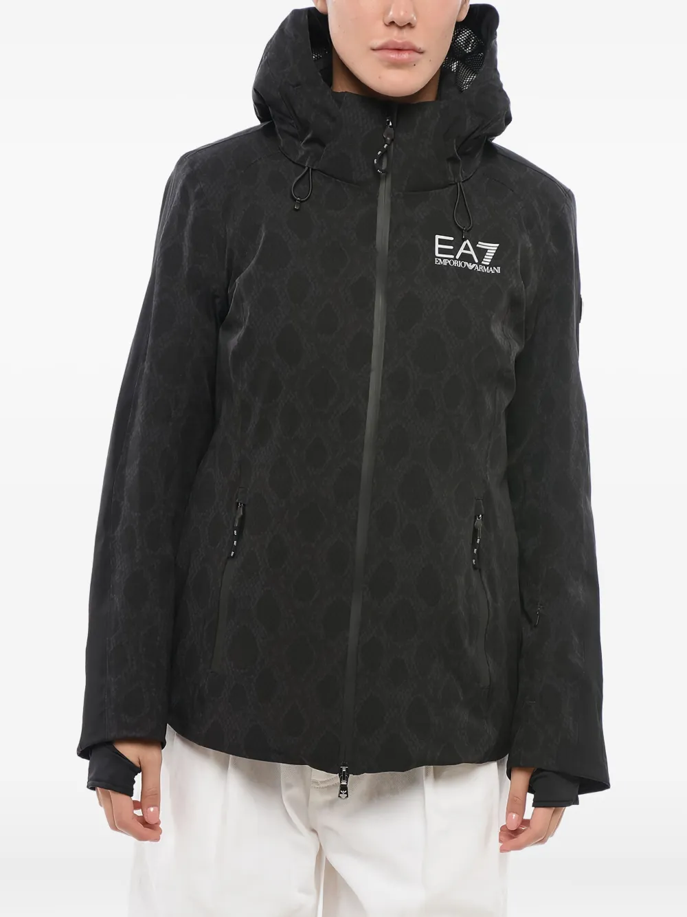 Giorgio Armani graphgic-print hooded jacket - Black