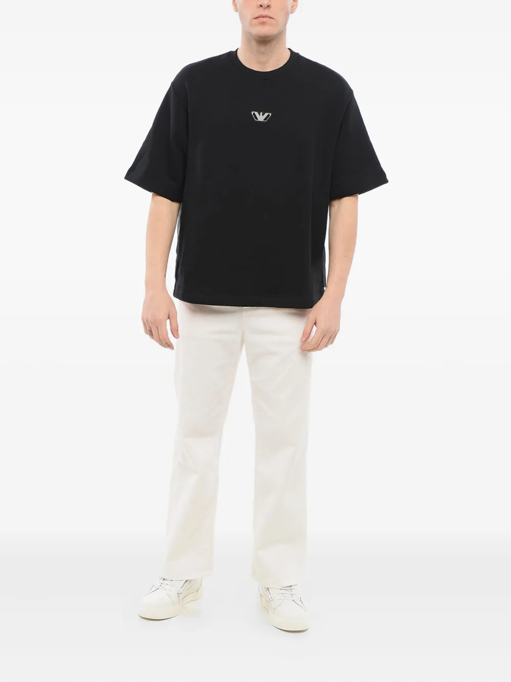 Giorgio Armani logo-appliqué T-shirt Zwart