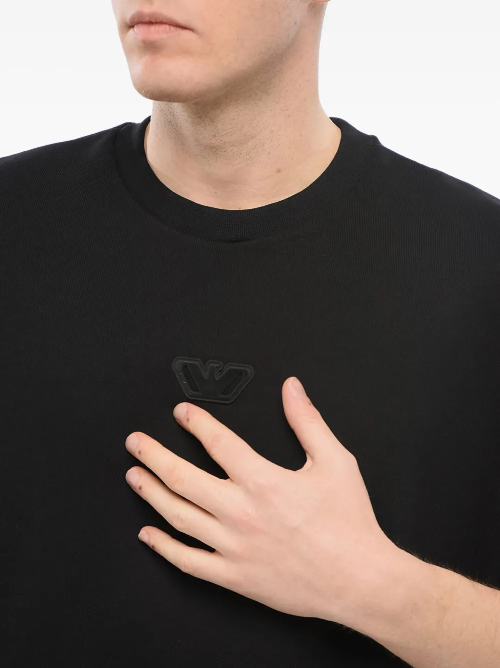 Giorgio Armani logo-appliqué T-shirt Zwart