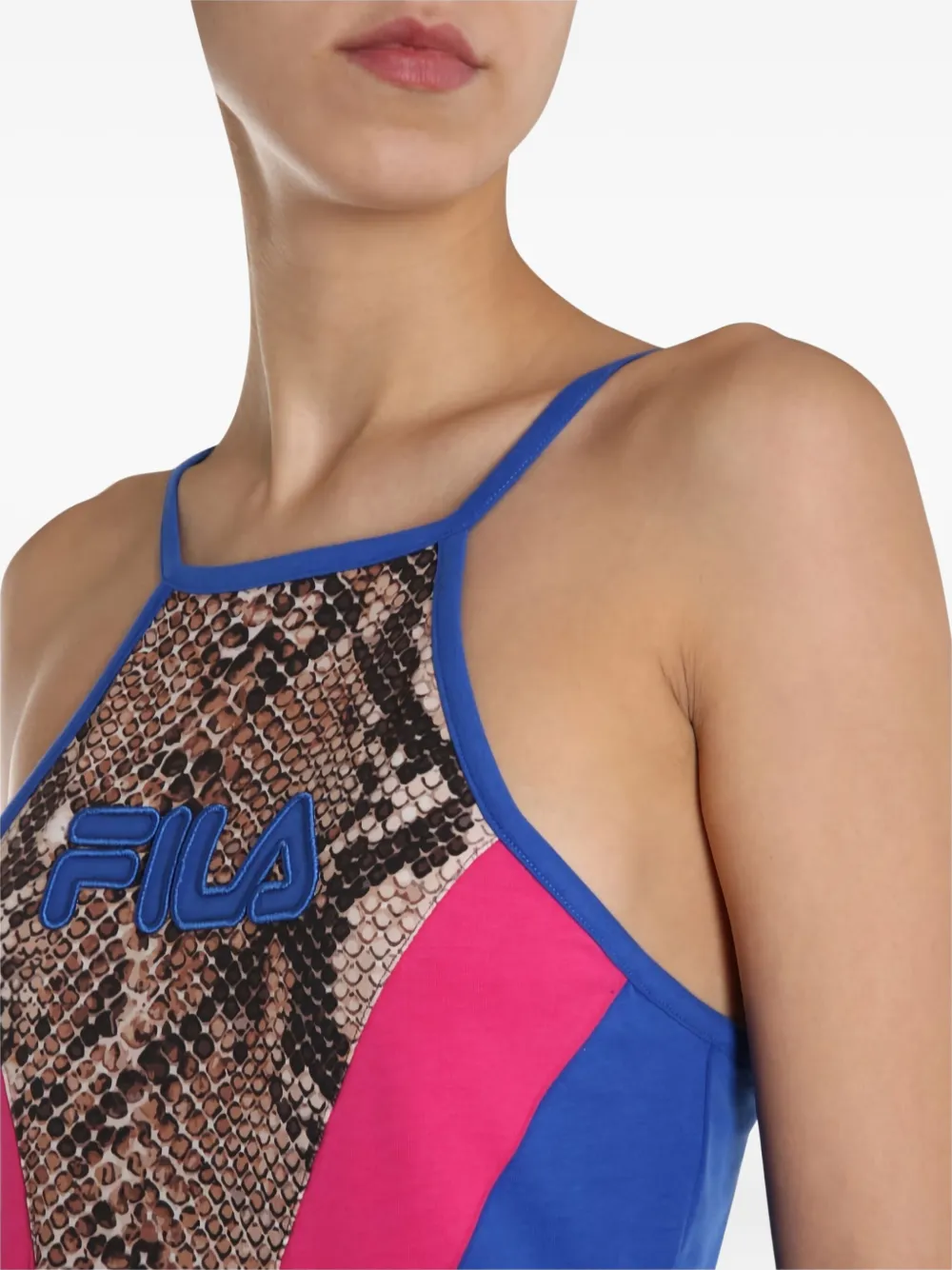 Fila Top met vlak met slangen-effect Blauw