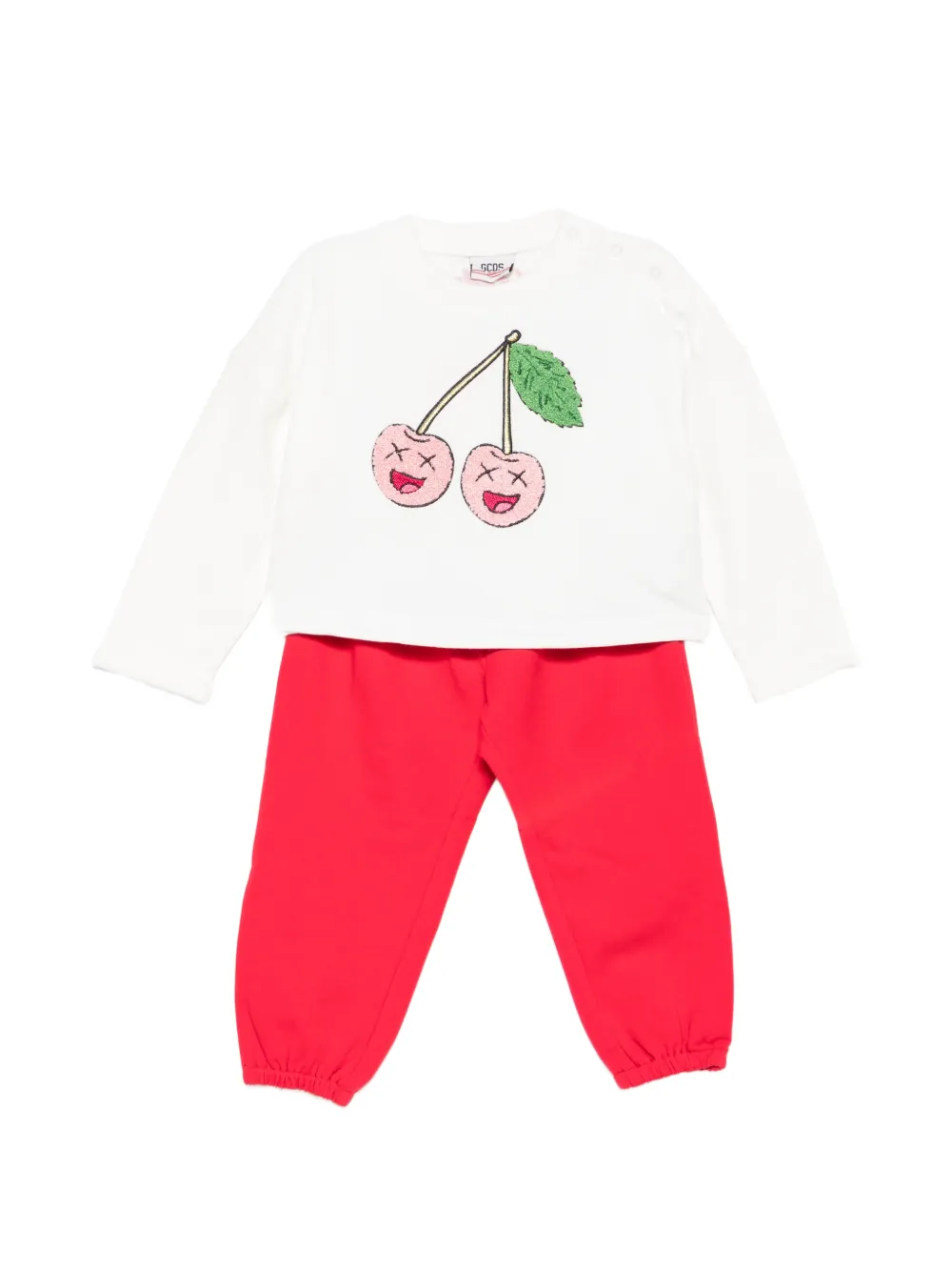 Gcds Kids cherry-patch trousers set - Bianco