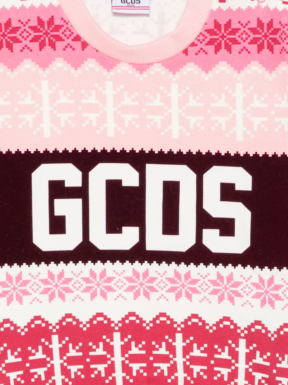 Gcds Kids Fair Isle sweater met print Roze