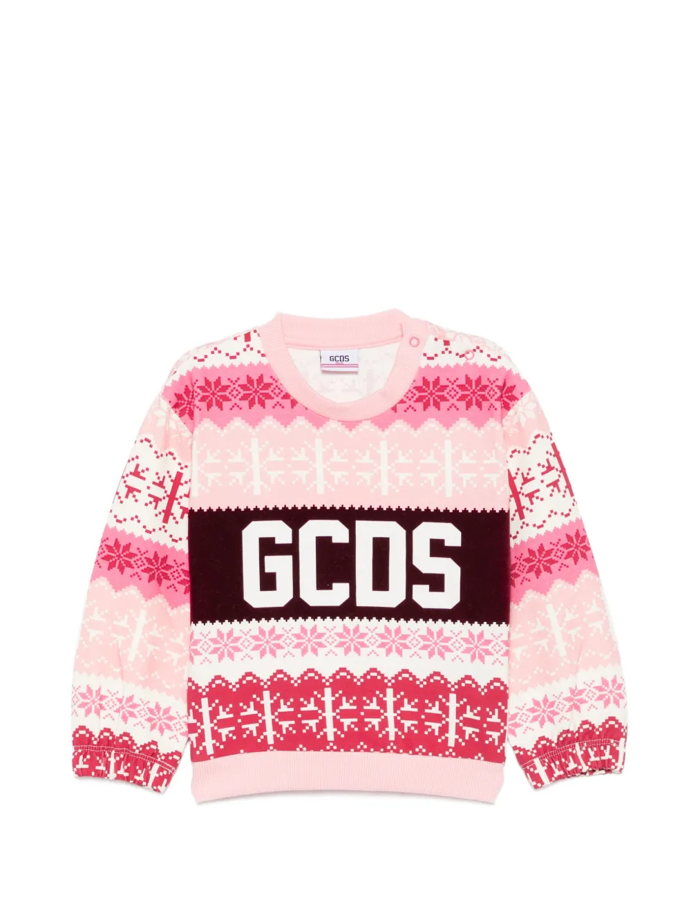 Gcds Kids Fair Isle printed sweatshirt - Rosa
