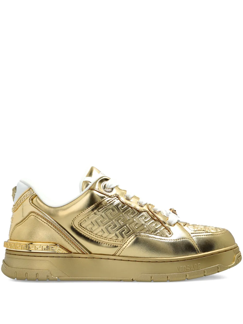 Versace Greca-detail leather sneakers Goud
