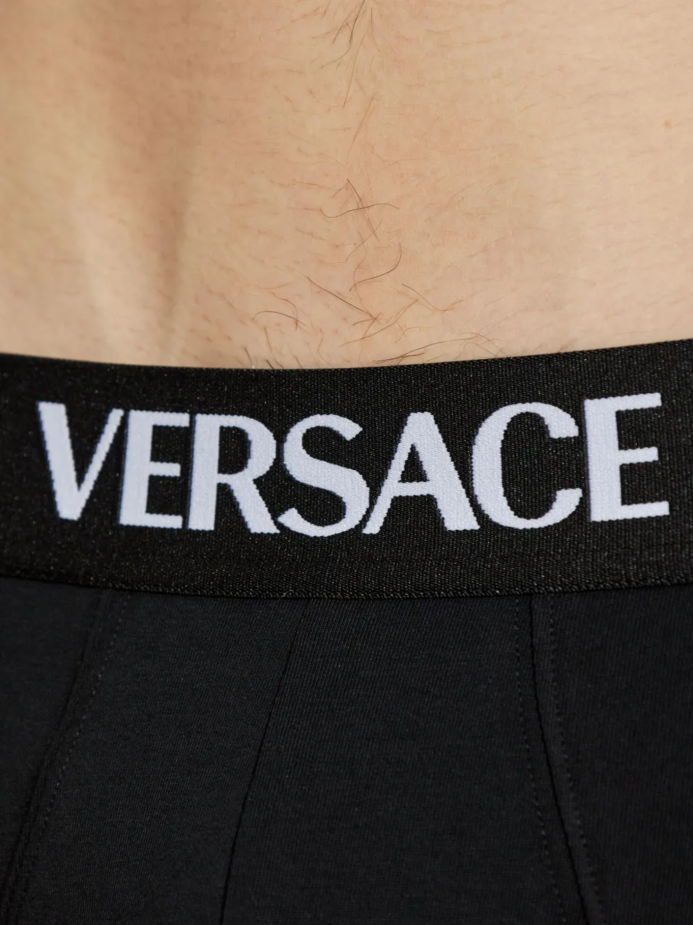 Versace Drie slips met logoband Zwart