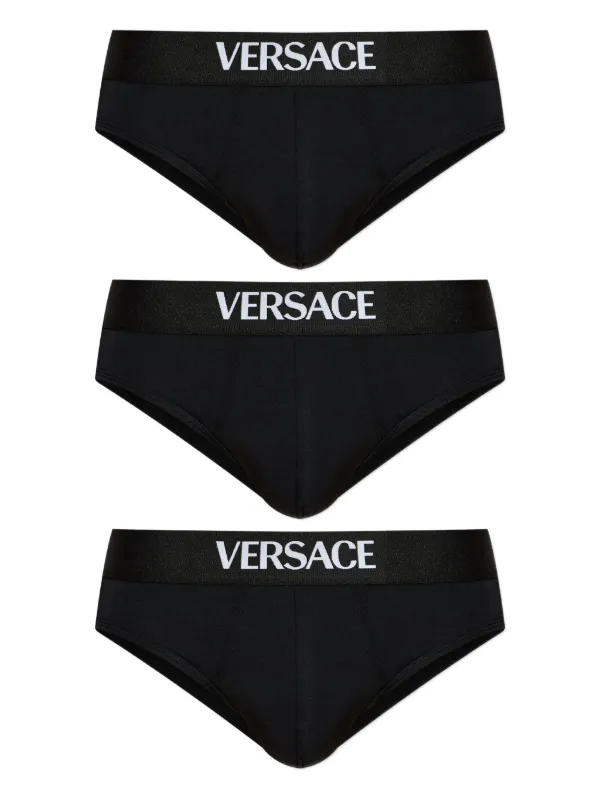 VERSACE ブリーフ 3枚セット Versace ロゴ ブリーフ 3枚組 | ブラック | FARFETCH JP