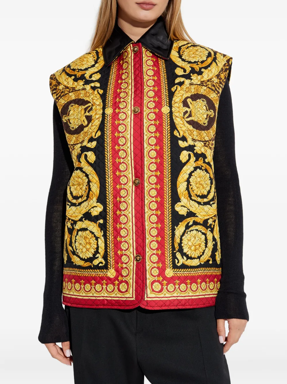 Versace baroque-print quilted vest Veelkleurig