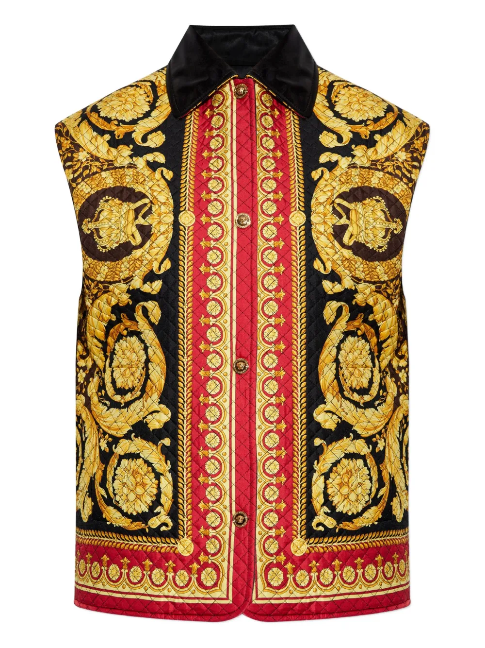Versace Baroque-print Quilted Vest