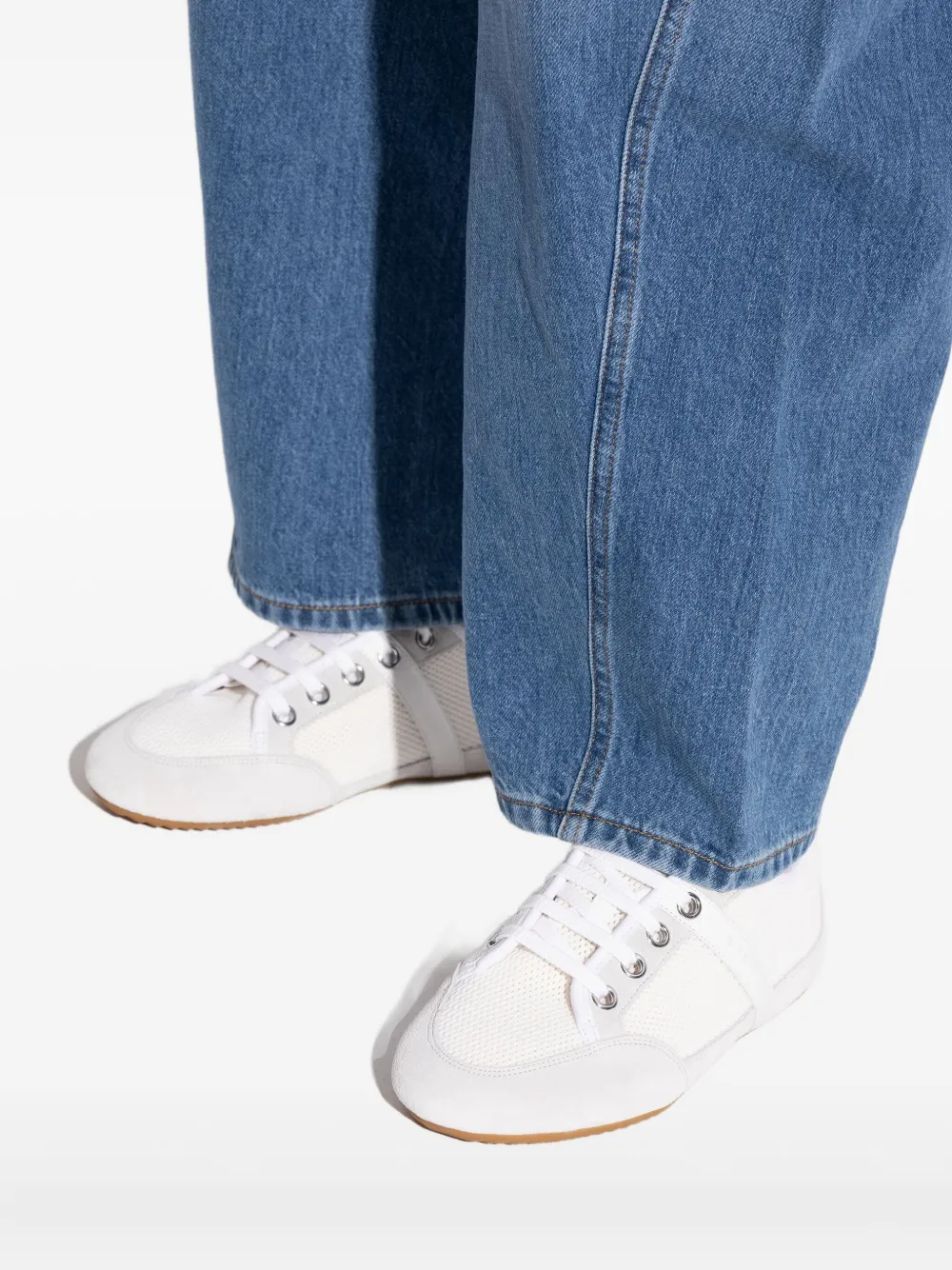 Givenchy Slim Sneakers In Mesh And Suede In White