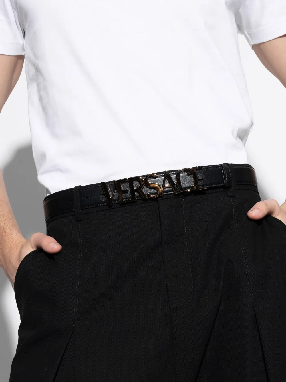 Versace Leren riem Zwart