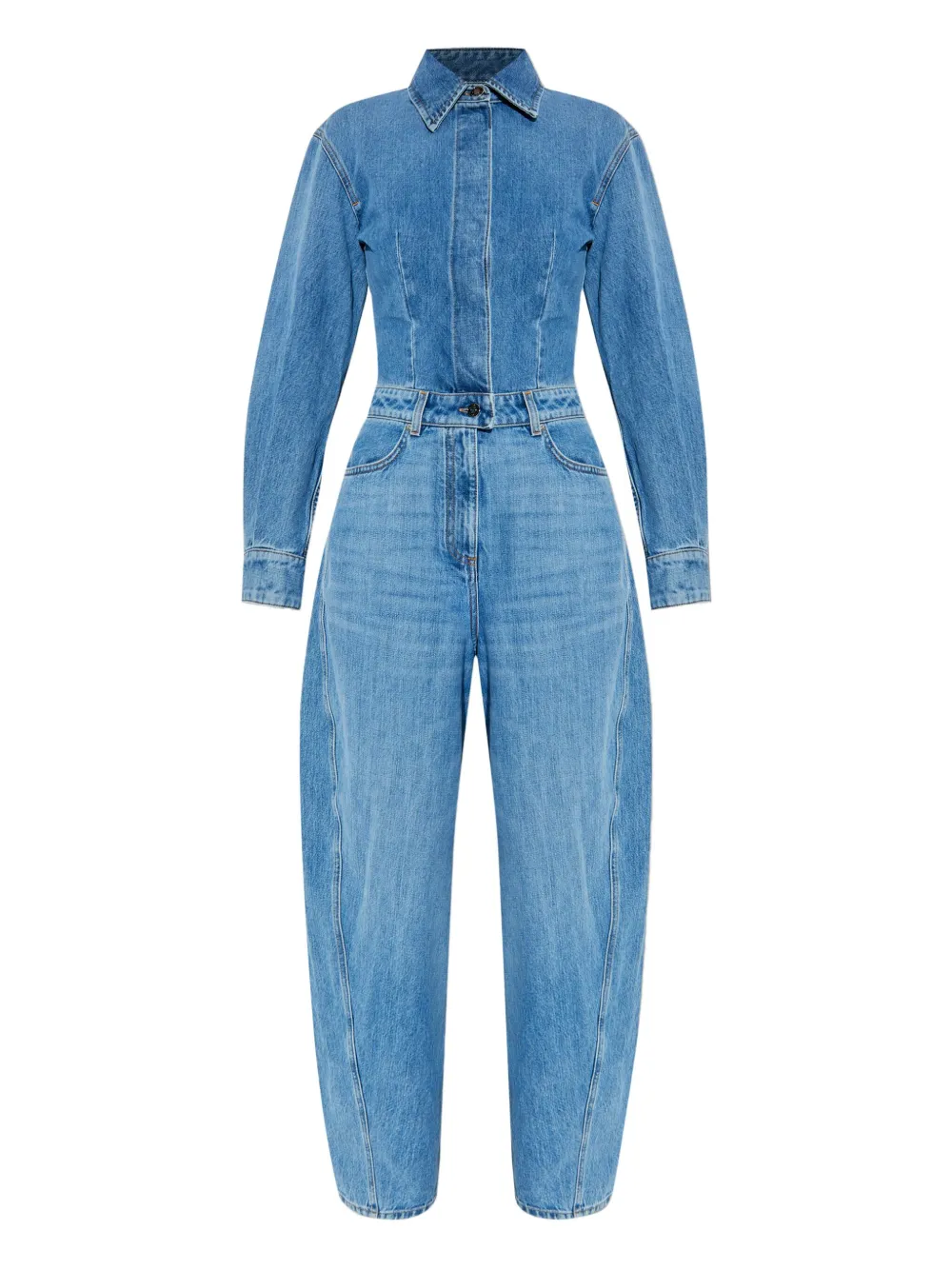 Givenchy Denim jumpsuit met shirtkraag Blauw