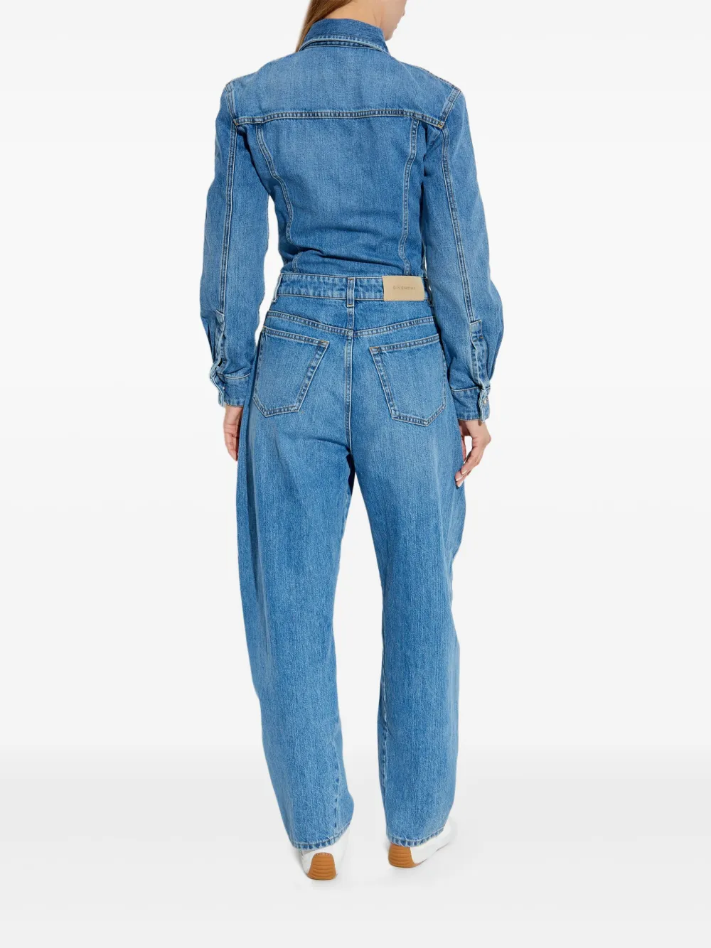 Givenchy Denim jumpsuit met shirtkraag Blauw