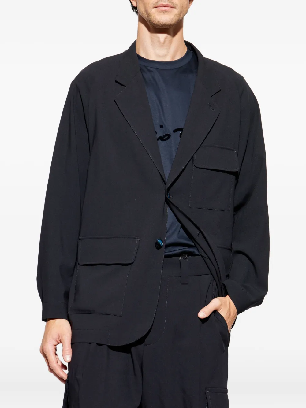 Giorgio Armani Wollen blazer met klepzak Zwart