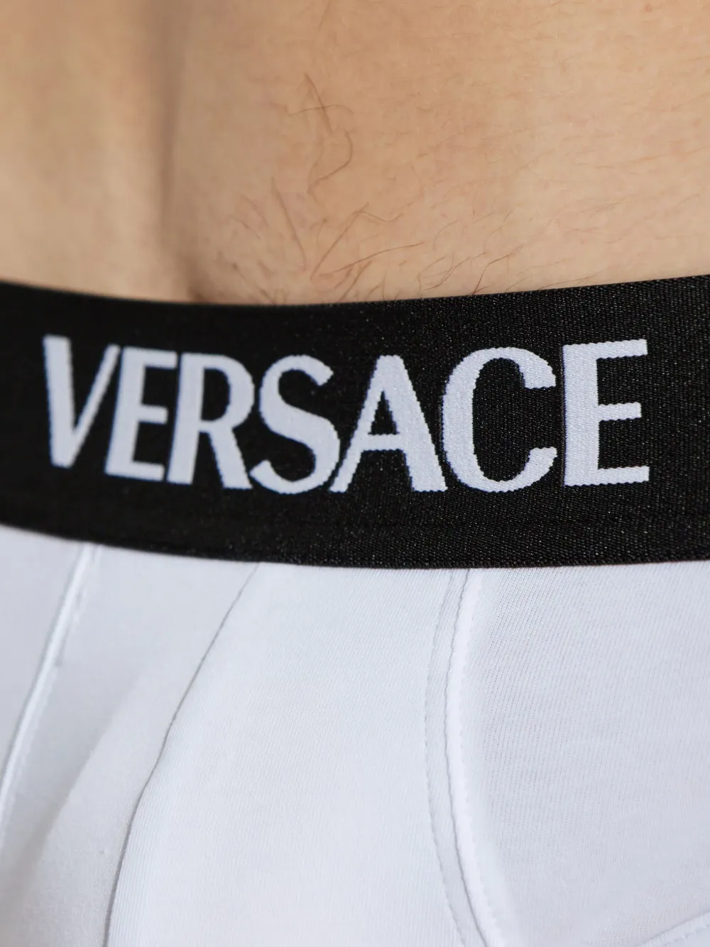 Versace Drie slips met logoband Wit
