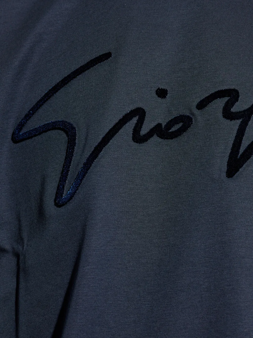 Giorgio Armani Katoenen T-shirt met borduurwerk Blauw