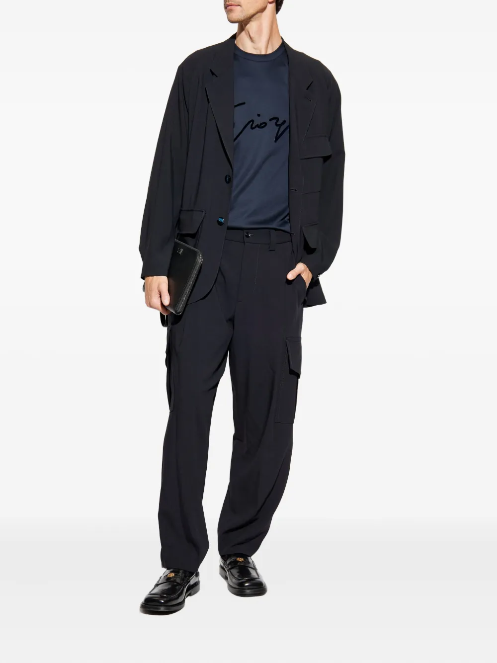 Giorgio Armani signature-embroidered cotton T-shirt | T-Shirts | Image 2