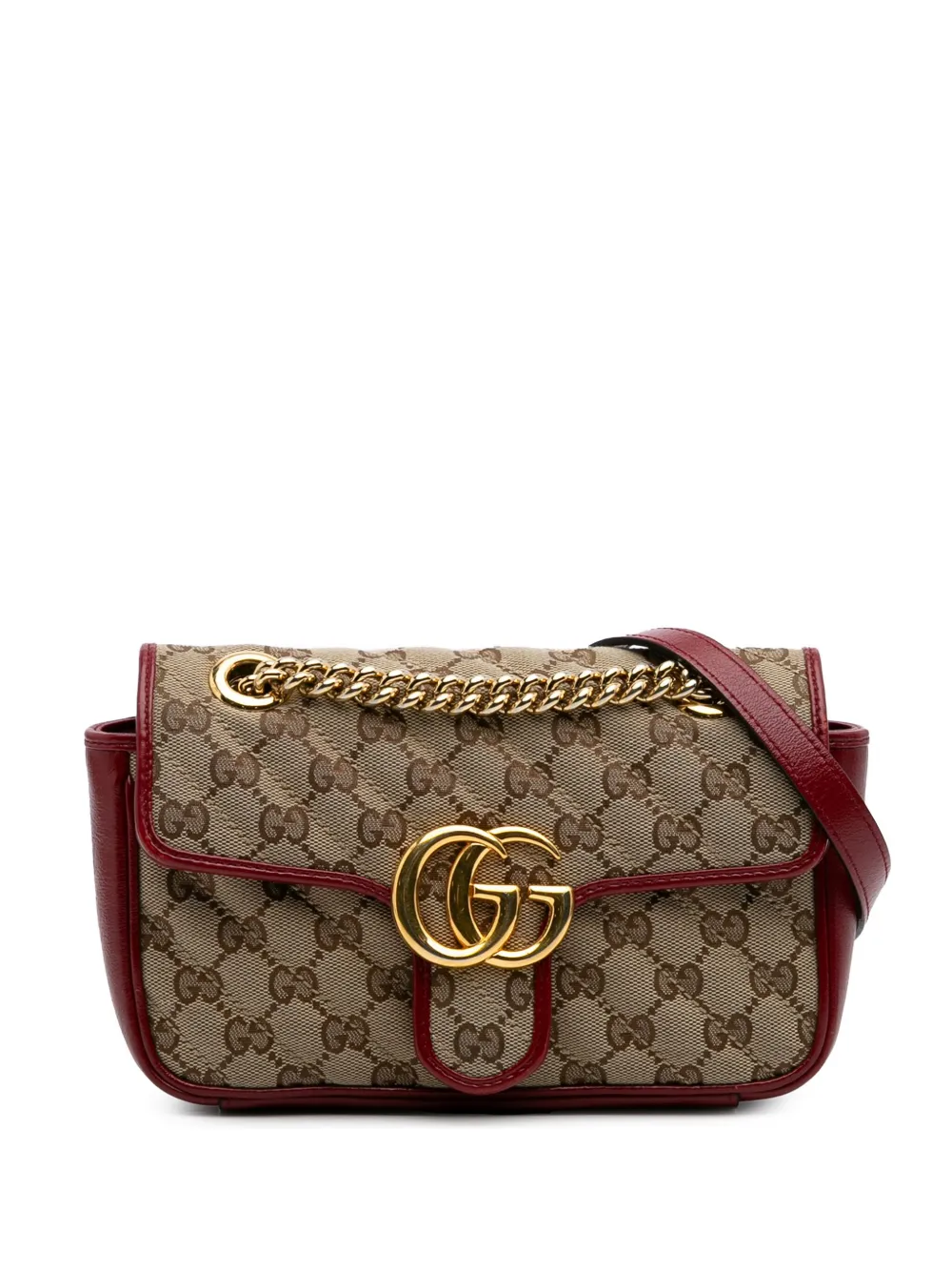 Gucci Pre-Owned 2016-2025 ミニ GGマーモント マテラッセ キャンバスフラップ ショルダーバッグ - ブラウン Gucci Pre-Owned 2016-2025 ミニ GGマーモント マテラッセ キャンバスフラップ ショルダーバッグ - ブラウン