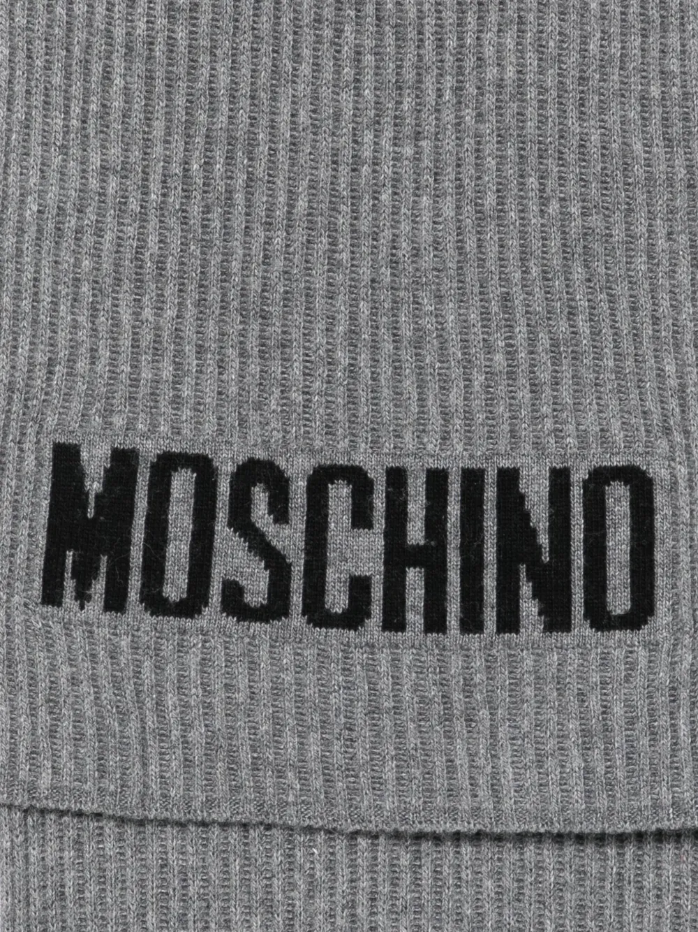 Moschino ribbed logo scarf - Grijs