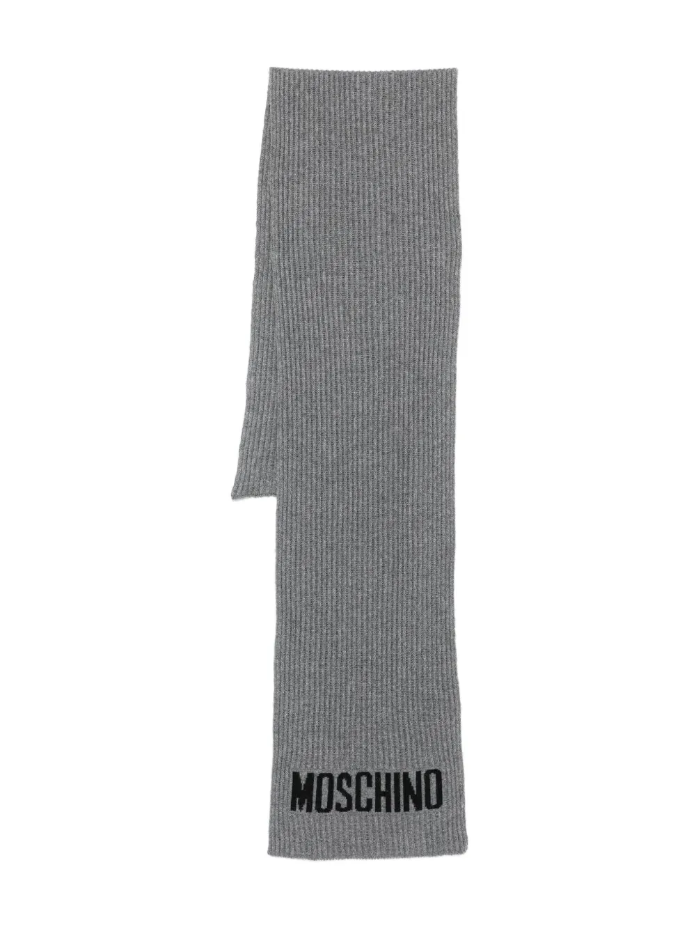 Moschino ribbed logo scarf - グレー Moschino ribbed logo scarf - グレー