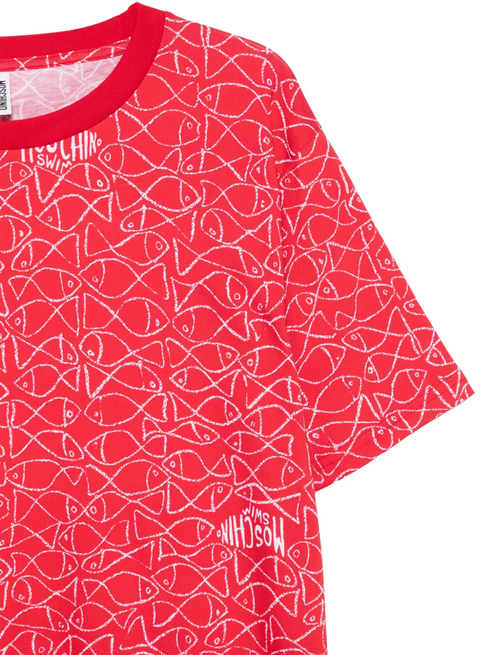 Moschino T-shirt met ronde hals en visprint Rood