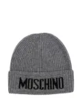 Moschino ribbed logo beanie - Grey