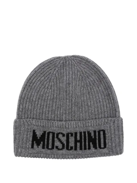 Moschino ribbed logo beanie