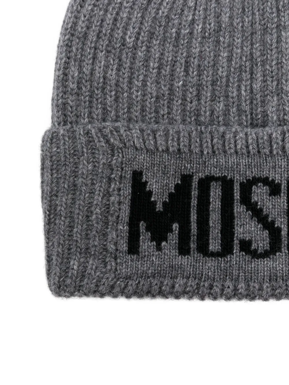 Moschino ribbed logo beanie - Grijs