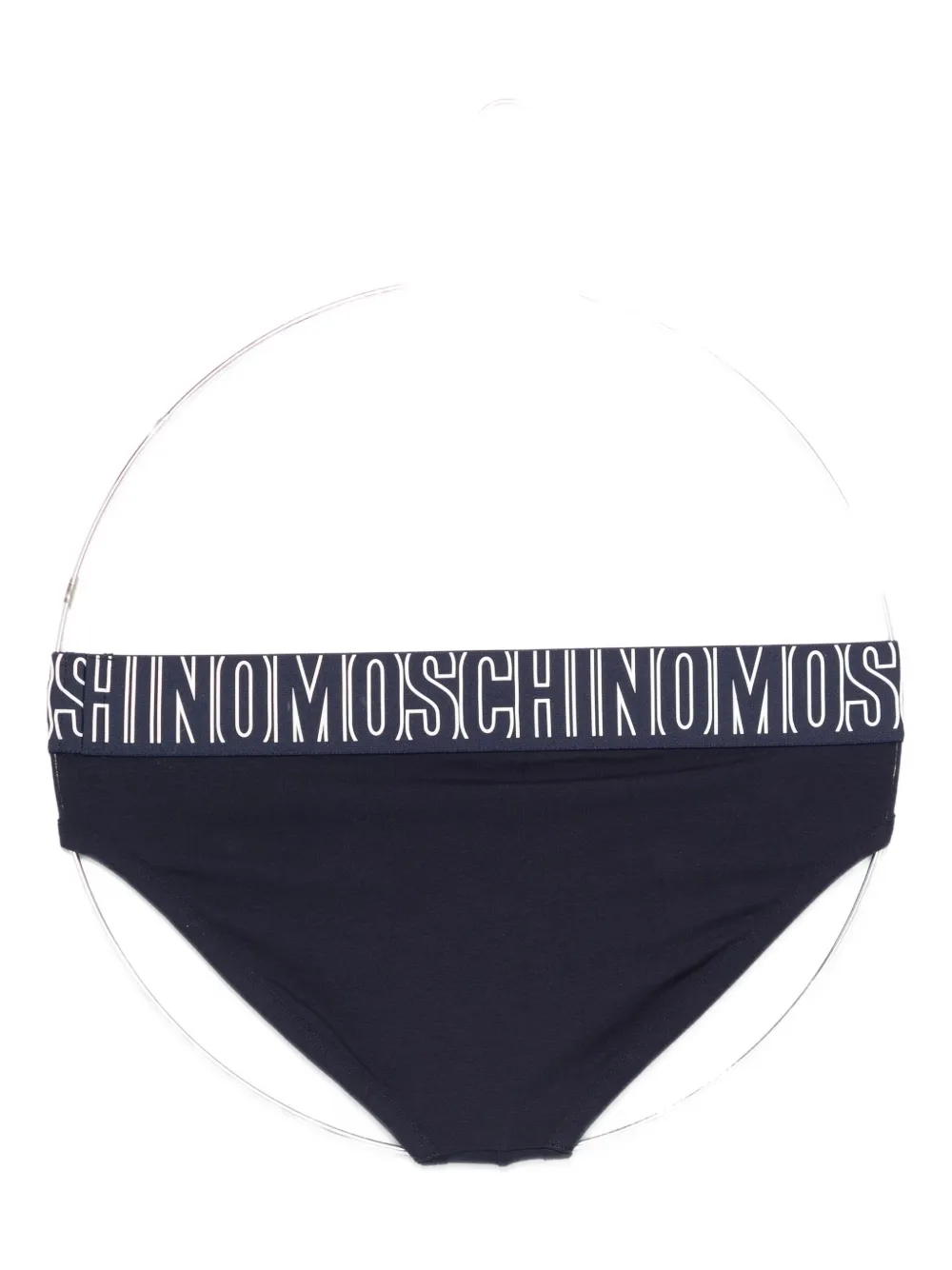 Moschino Logo-waistband Briefs In Blue