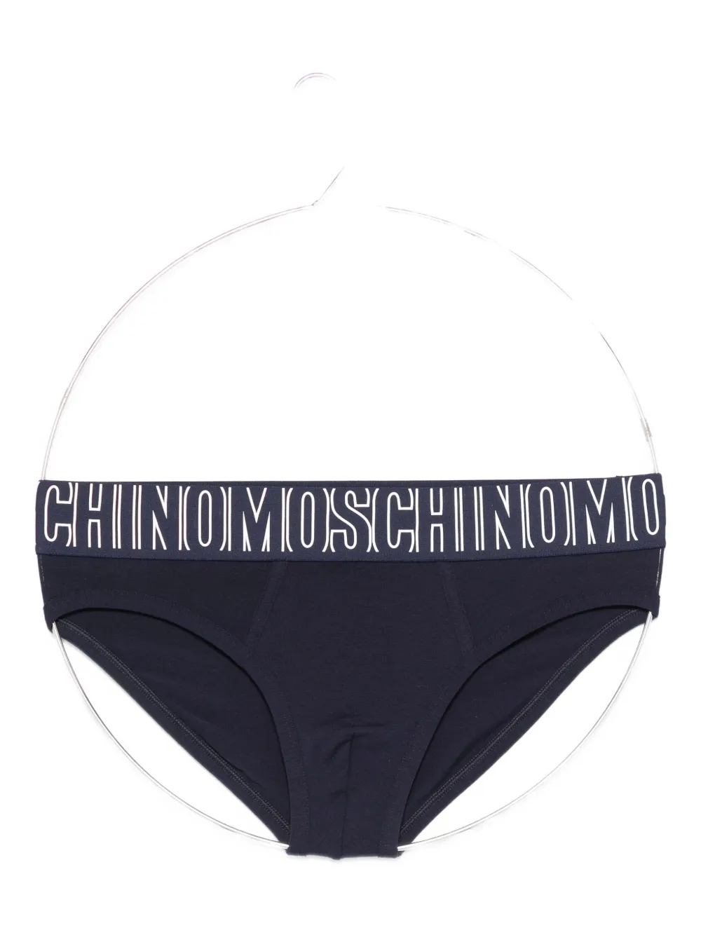 Moschino Logo-waistband Briefs In Blue