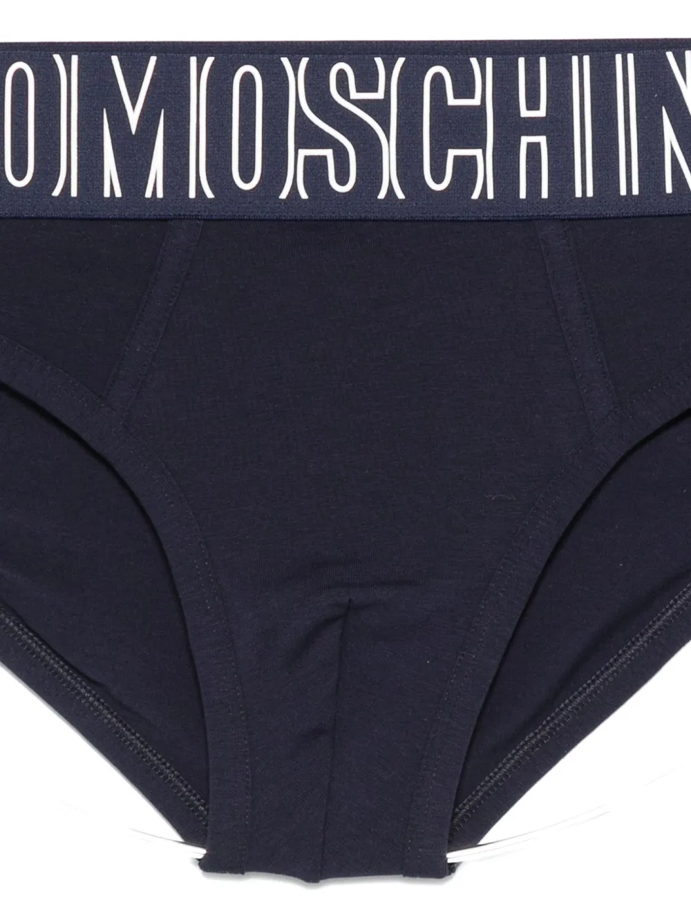 Moschino Logo-waistband Briefs In Blue