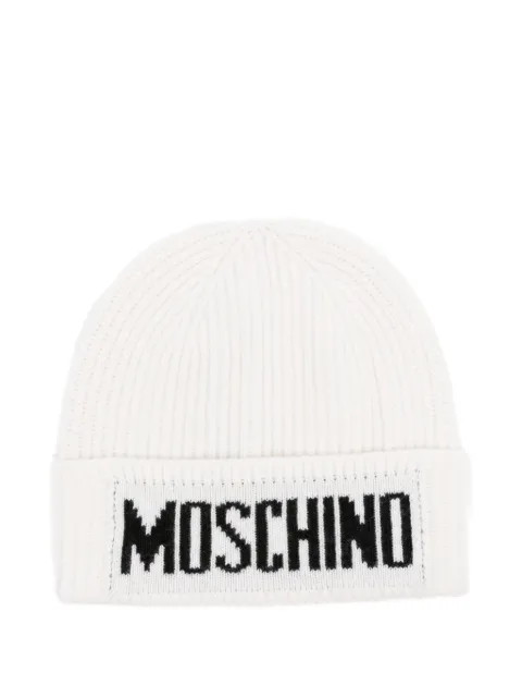 Moschino logo-embroidered ribbed beanie