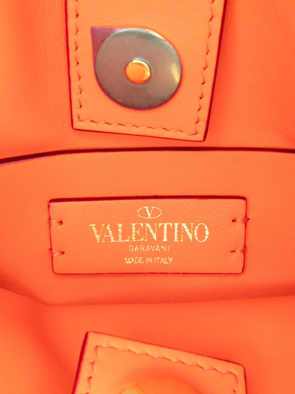 Pre-owned Valentino Garavani 2018-2025 Small Nappa Roman Stud The Handle Bag Satchel In Orange