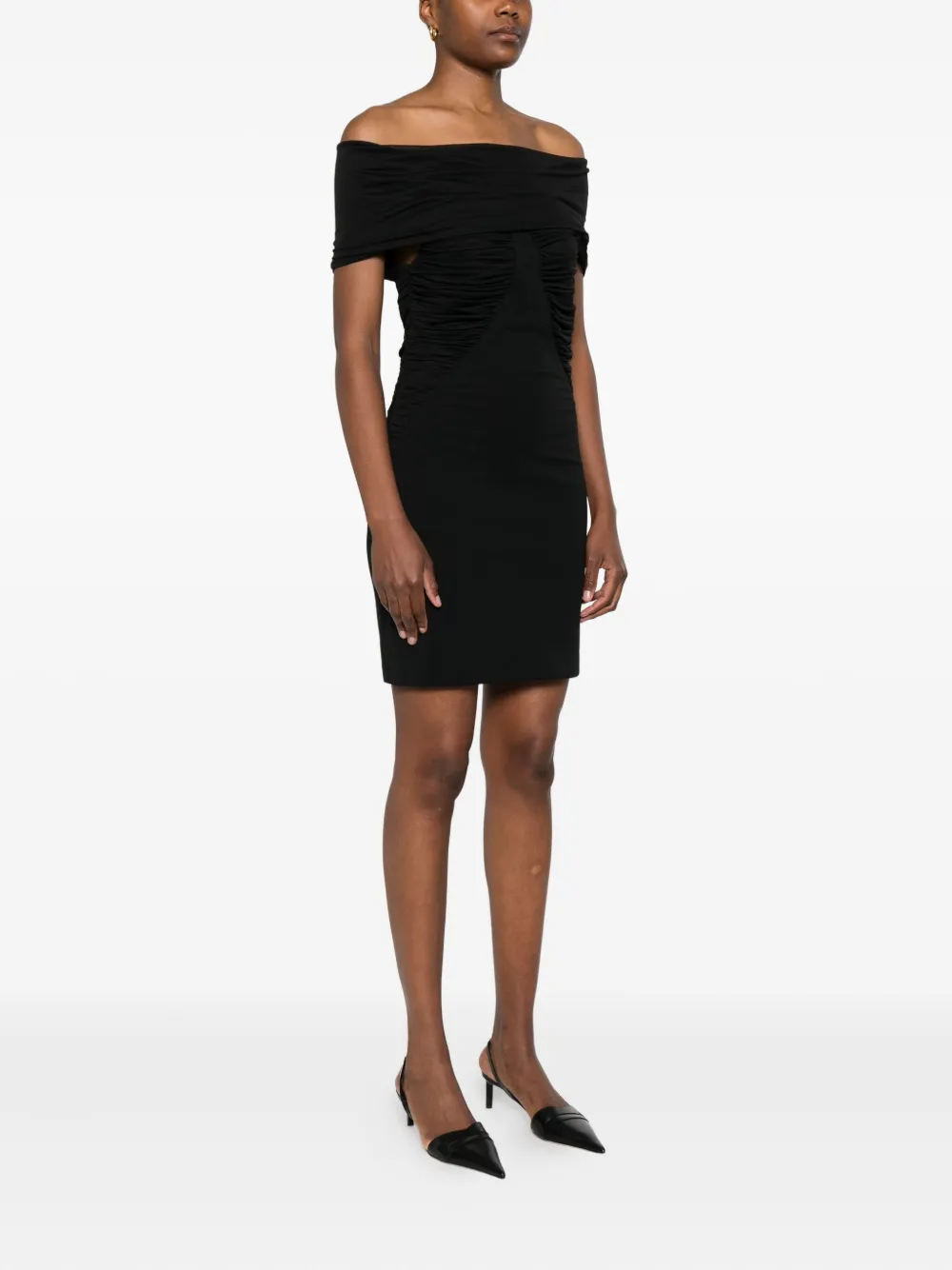 Max Mara off-shoulder mini dress Zwart