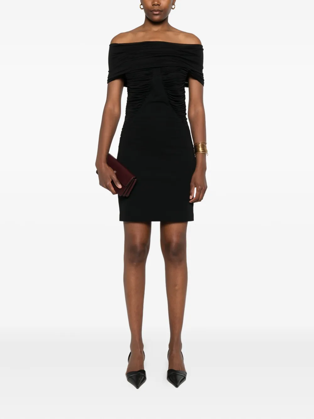 Max Mara off-shoulder mini dress Zwart