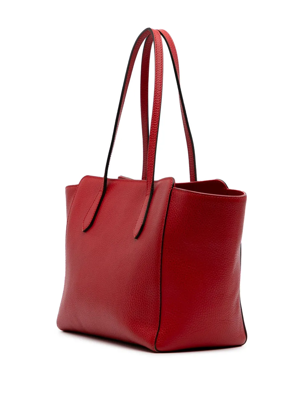Pre-owned Gucci 2016-2025 Medium Leather Swing Tote Bag In Red