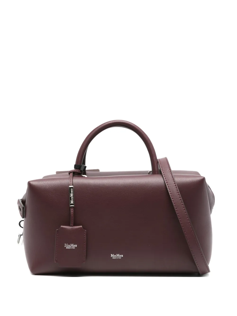 Max Mara Leren shopper met rits Rood