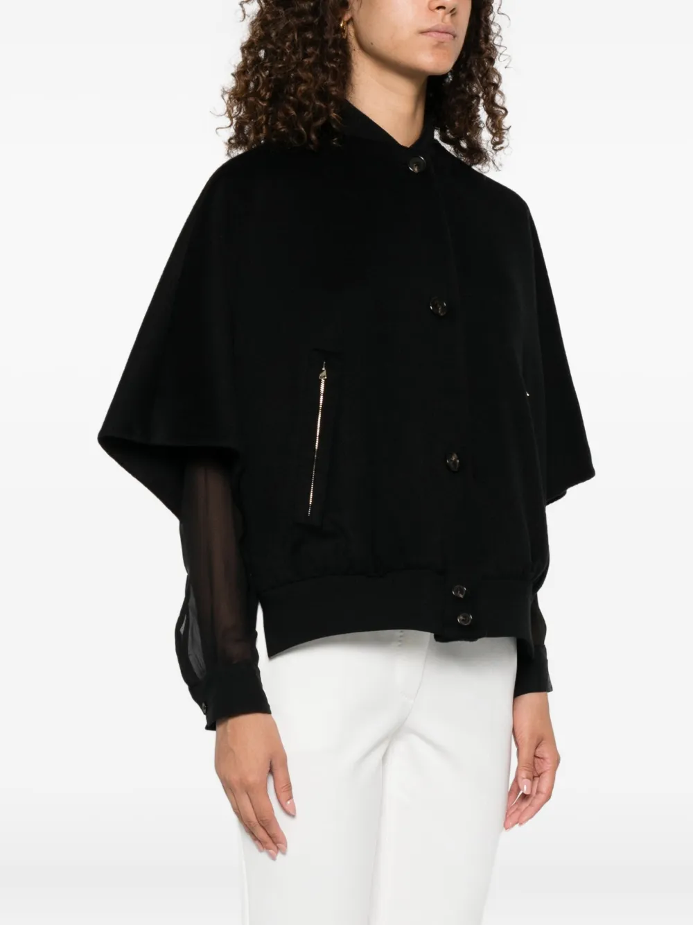 Max Mara button-fastening cape jacket Zwart
