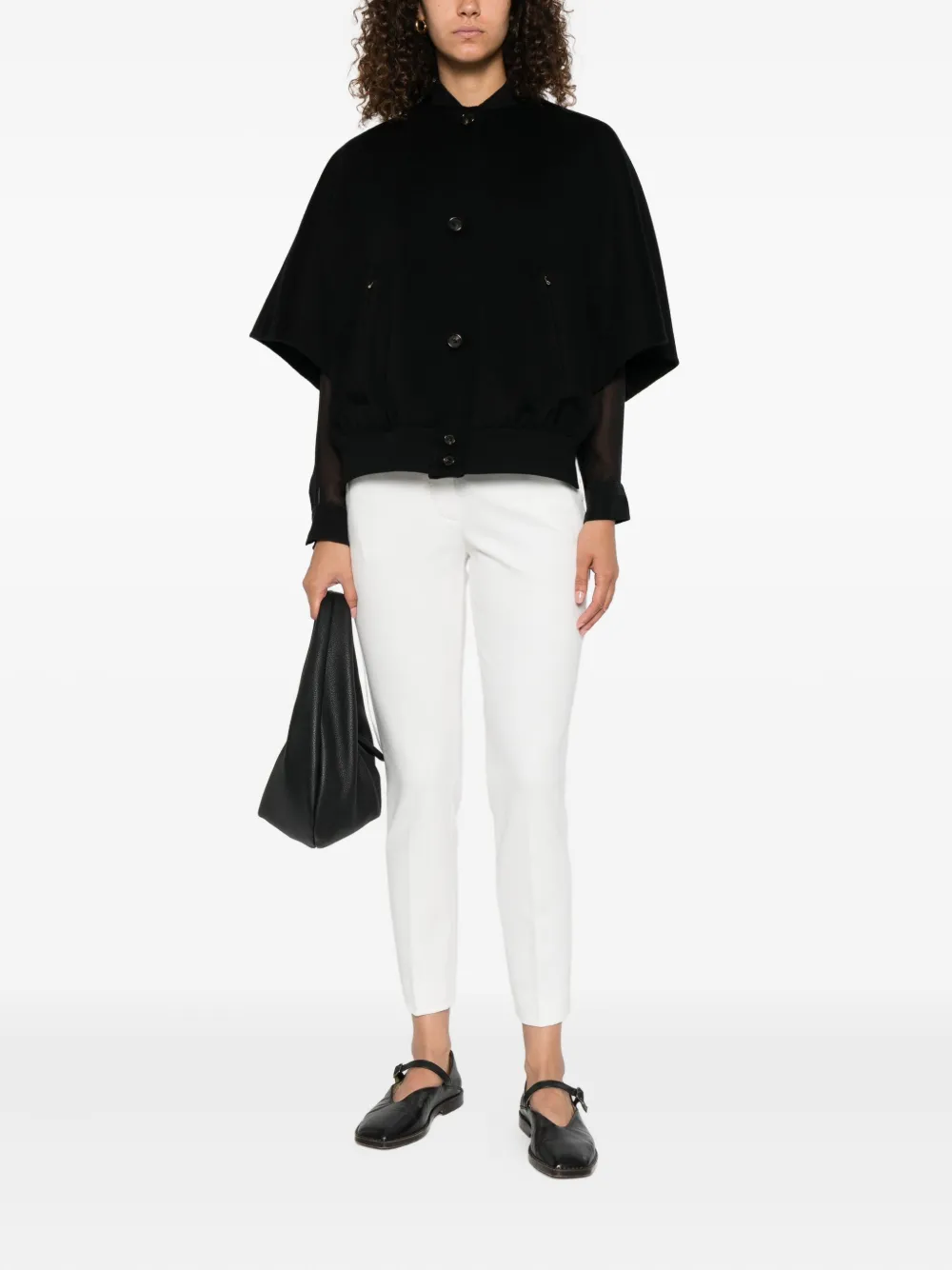 Max Mara button-fastening cape jacket Zwart